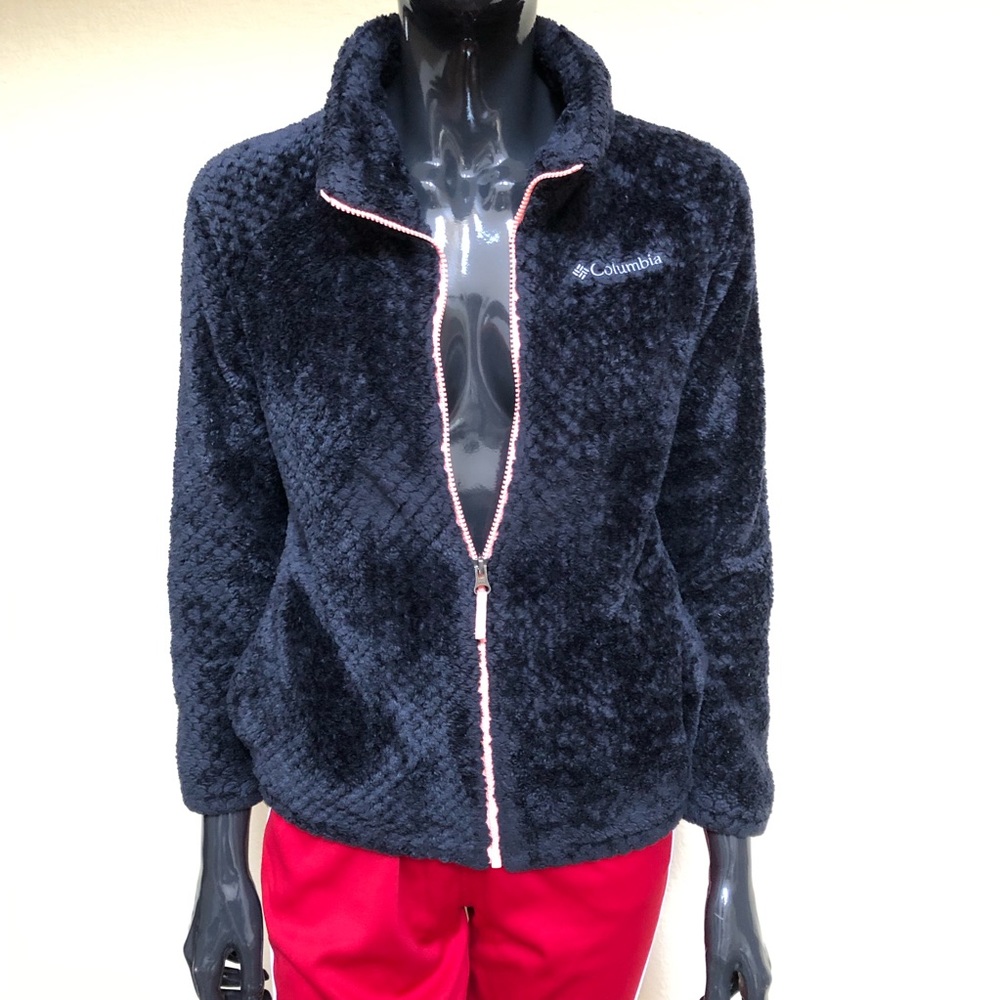 Columbia Black sweater soft & Fuzzy.  Size L 14-16